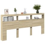vidaXL Armoire tête de lit avec LED chêne sonoma 220x17x102 cm