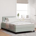 Lit box spring vidaXL avec matelas en velours gris clair petit double