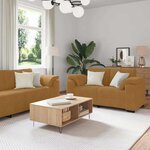 vidaXL Ensemble de canapés 3 Pièces avec coussins Marron Velours
