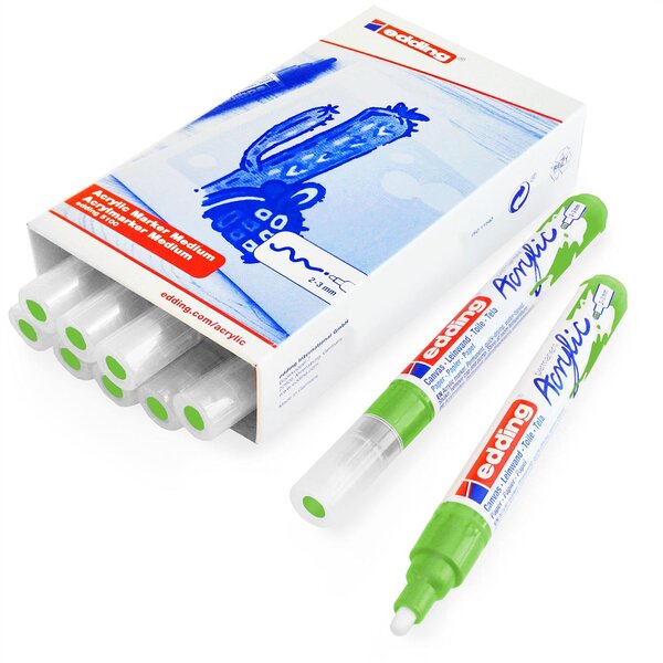 Marqueur acrylique moyen 5100 vert jaune 2-3 mm x 10 EDDING
