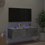 vidaXL Meuble TV mural avec lumières LED gris béton 100x35x31 cm