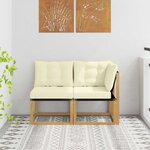vidaXL Canapé d’extérieur milieu et coin avec coussin 2 Pièce Blanc