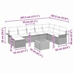 Ensemble de Canapés de Jardin vidaXL 9 Pièces avec Coussins en Noir Rattan Poly Acacia