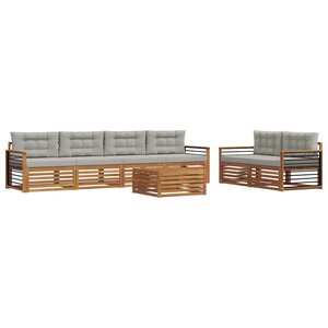 vidaXL Ensemble de canapés d'extérieur 7 Pièces Gris Naturel et Clair