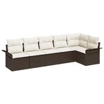 vidaXL Ensemble de canapé de jardin 6 Pièces Marron Poly rotin