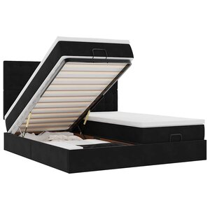 VidaXL Cadre de lit ottoman avec matelas noir 180x200cm velours