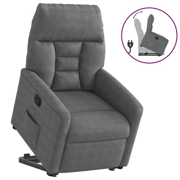 vidaXL Fauteuil inclinable gris foncé tissu microfibre