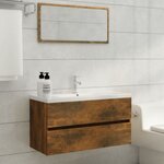 vidaXL Armoire de lavabo Chêne fumé 90x38 5x45 cm Bois d'ingénierie
