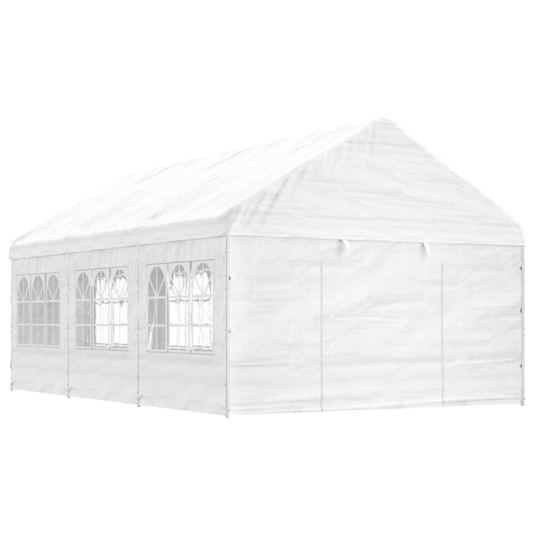 vidaXL Belvédère avec toit blanc 6 69x4 08x3 22 m polyéthylène