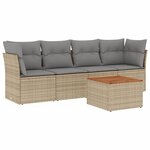 vidaXL Salon de jardin avec coussins 5Pièces mélange beige résine tressée
