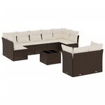 vidaXL Salon de jardin 10 Pièces avec coussins marron résine tressée