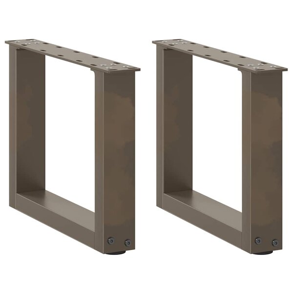 vidaXL Pieds de table basse en U  2 pièces  acier naturel  40 x (30-31) cm