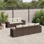 vidaXL Salon de jardin 8 Pièces avec coussins marron résine tressée