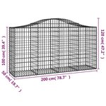 vidaXL Paniers à gabions arqués 6 Pièces 200x50x100/120 cm fer galvanisé