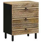 vidaXL Table de chevet noir 50x33x62 cm bois de manguier massif brut