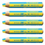 Crayon multi-talents woody 3 in 1 duo - jaune-bleu ciel x 5 STABILO