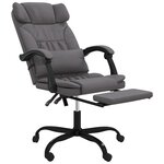 Chaise fauteuil siège pivotante de inclinable de bureau informatique étude similicuir gris 02_0024247