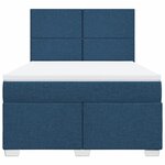 vidaXL Sommier à lattes de lit avec matelas Bleu 140x200 cm Tissu