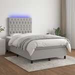 vidaXL Sommier à lattes de lit matelas LED gris clair 120x190 cm tissu