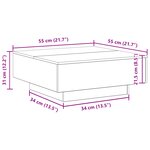 Table basse vidaXL avec lumières LED Chêne noir 80x80x31 cm
