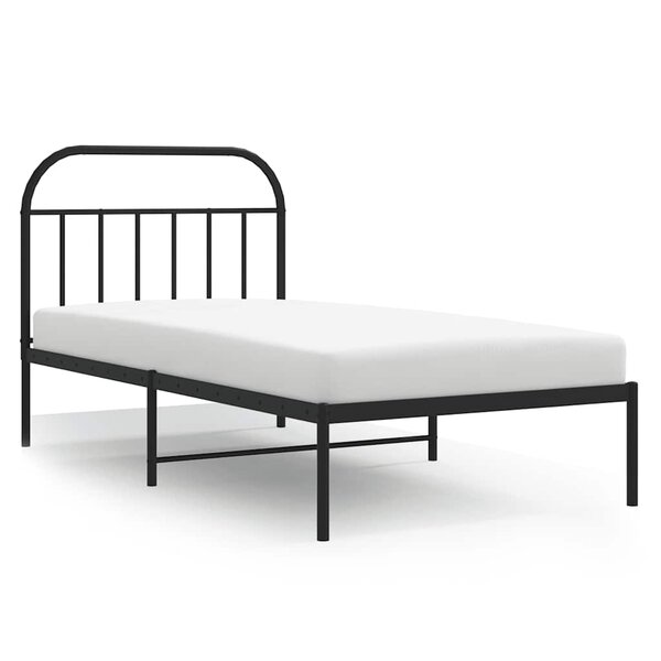 vidaXL Cadre de lit métal sans matelas avec tête de lit noir 100x200cm