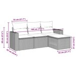 vidaXL Salon de jardin 4 Pièces avec coussins gris clair résine tressée