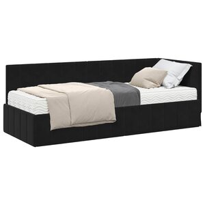 vidaXL Cadre de lit d'angle avec matelas 2 Pièces Noir Velours