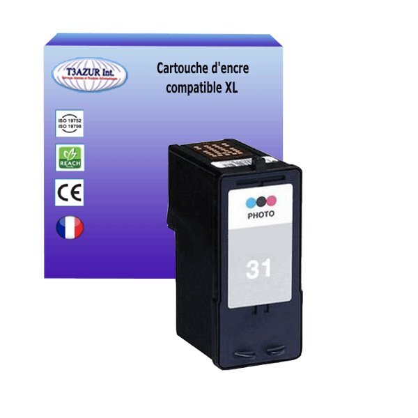 Cartouche compatible avec Lexmark 31 pour Lexmark X2500, X2510, X2530, X2550, X2600, X2650, X2670, X2690, X3310 Photo Noire - T3AZUR