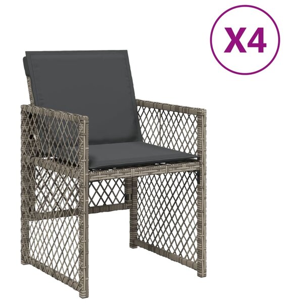 vidaXL Chaises de jardin avec coussins lot de 4 gris résine tressée