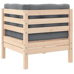 vidaXL Canapé 2 places de jardin et coussins gris Bois de pin solide