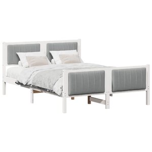 vidaXL Cadre de lit avec tête de lit Blanc et gris clair 140 x 190 cm