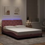 vidaXL Cadre de lit avec lumières LED rose 120x200 cm velours