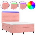 vidaXL Sommier à lattes de lit avec matelas LED Rose 140x200cm Velours
