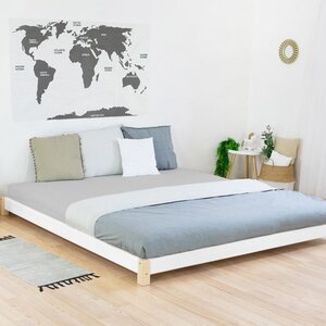 Lit double TATAMI 160 x 200 naturel et blanc