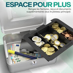 ACROPAQ Caisse à Monnaie - Petite caisse 20.5x16x9cm- 8 compartiments- 2 clés  Poignée de transport robuste- 100  sécurité - Argent
