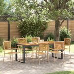 vidaXL Ensemble de salle à manger pour jardin 7 Pièces Beige  Marron