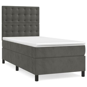 vidaXL Sommier à lattes de lit et matelas Gris foncé 90x190 cm Velours