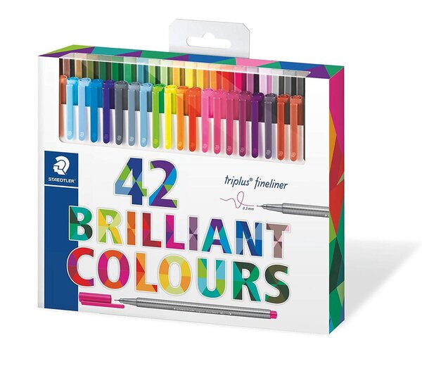 Etui de 42 Feutres Fineliner Triplus BRILLIANT COLOURS Pointe Fine 0 3 mm STAEDTLER