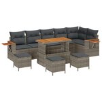 Ensemble de salon de jardin vidaXL 10 pièces avec coussins gris poly rotin