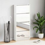 vidaXL Armoire à chaussures miroir 4 niveaux blanc brillant