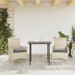 vidaXL Chaises de jardin coussins lot de 2 gris clair résine tressée