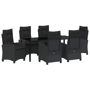 vidaXL Ensemble de salle à manger pour jardin 7 pc Noir polyrotin