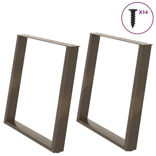 vidaXL Pieds de table à manger en forme de U  2 pièces  acier naturel  100 x (72-73) cm