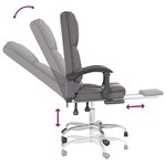 vidaXL Fauteuil de massage inclinable de bureau Gris Similicuir