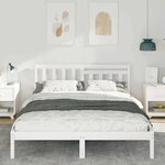 vidaXL Cadre de lit avec tête de lit Blanc 140 x 200 cm Pin massif
