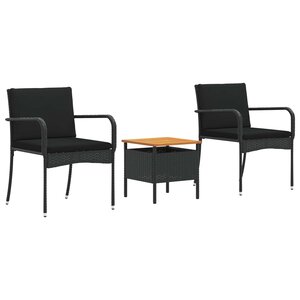 vidaXL Ensemble de jardin Noir polyrotin