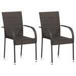 vidaXL Chaises empilables d'extérieur lot de 2 Résine tressée Marron