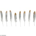 Plume décorative Or et Argent 12/15cm x8