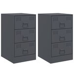 vidaXL Tables de chevet 2 Pièces anthracite 34 5x39x62 cm acier