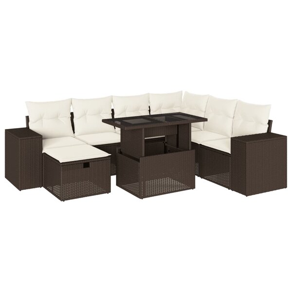 vidaXL Salon de jardin 8 Pièces avec coussins marron résine tressée